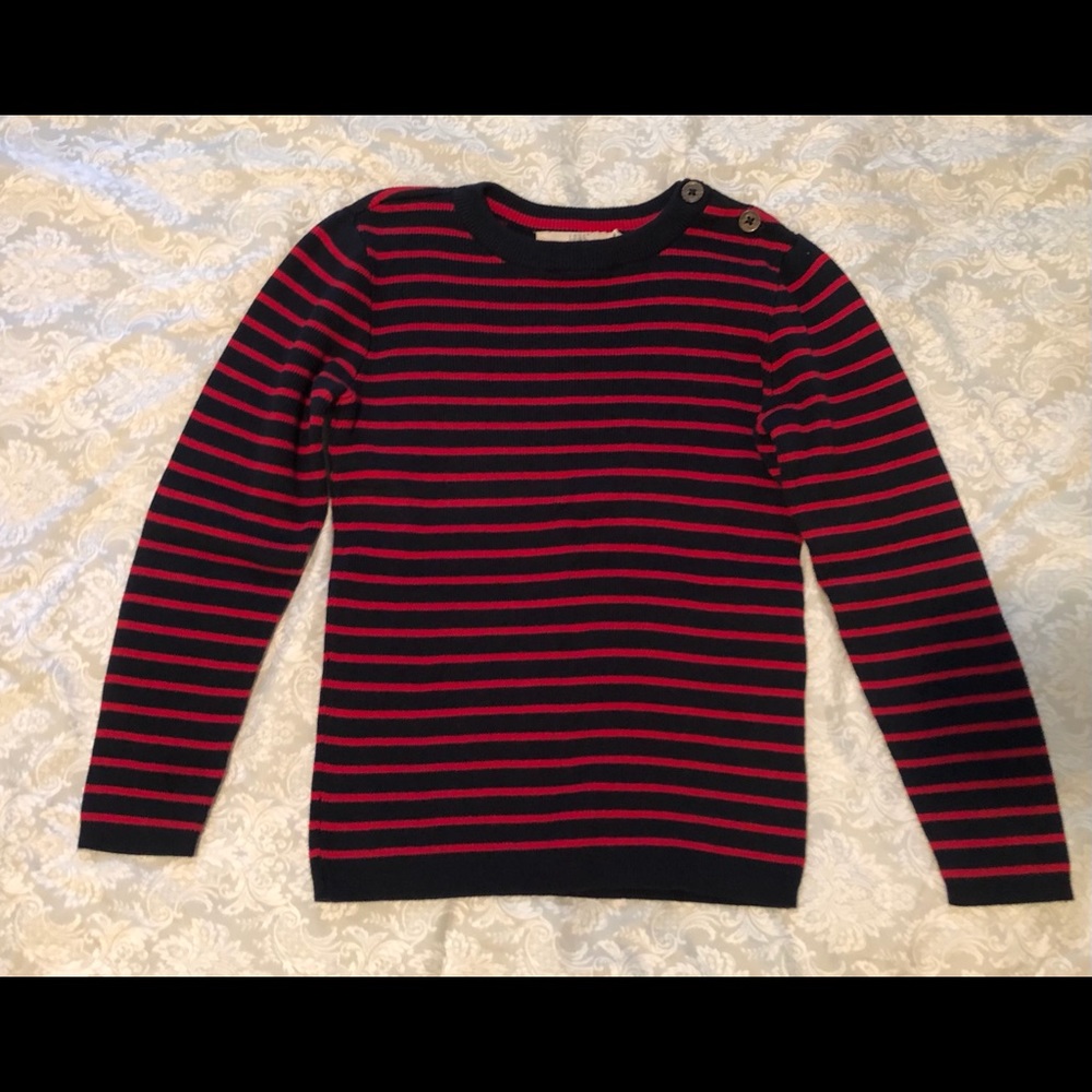 ⚡️SALE⚡️EUC Sz 6-8Y navy and red stripe sweater from H&M